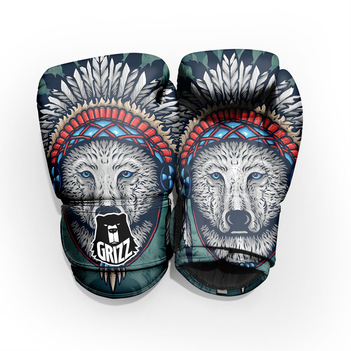 Spirit Animal Native American Wolf Print Pro Boxing Glove