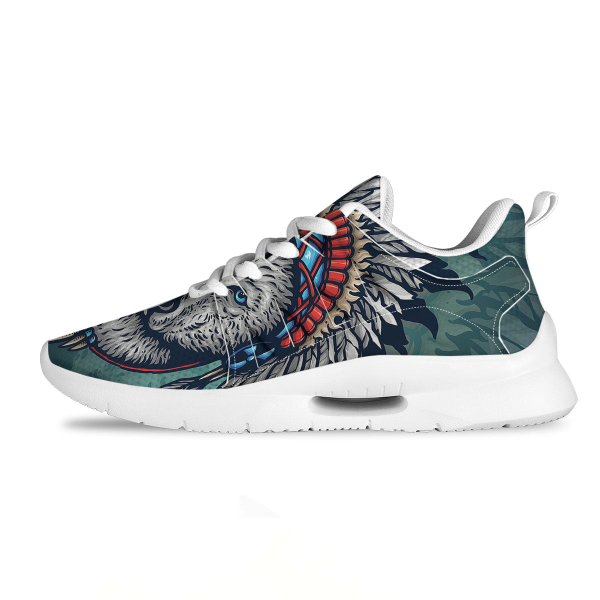 Spirit Animal Native American Wolf Print Tennis Shoes-grizzshop