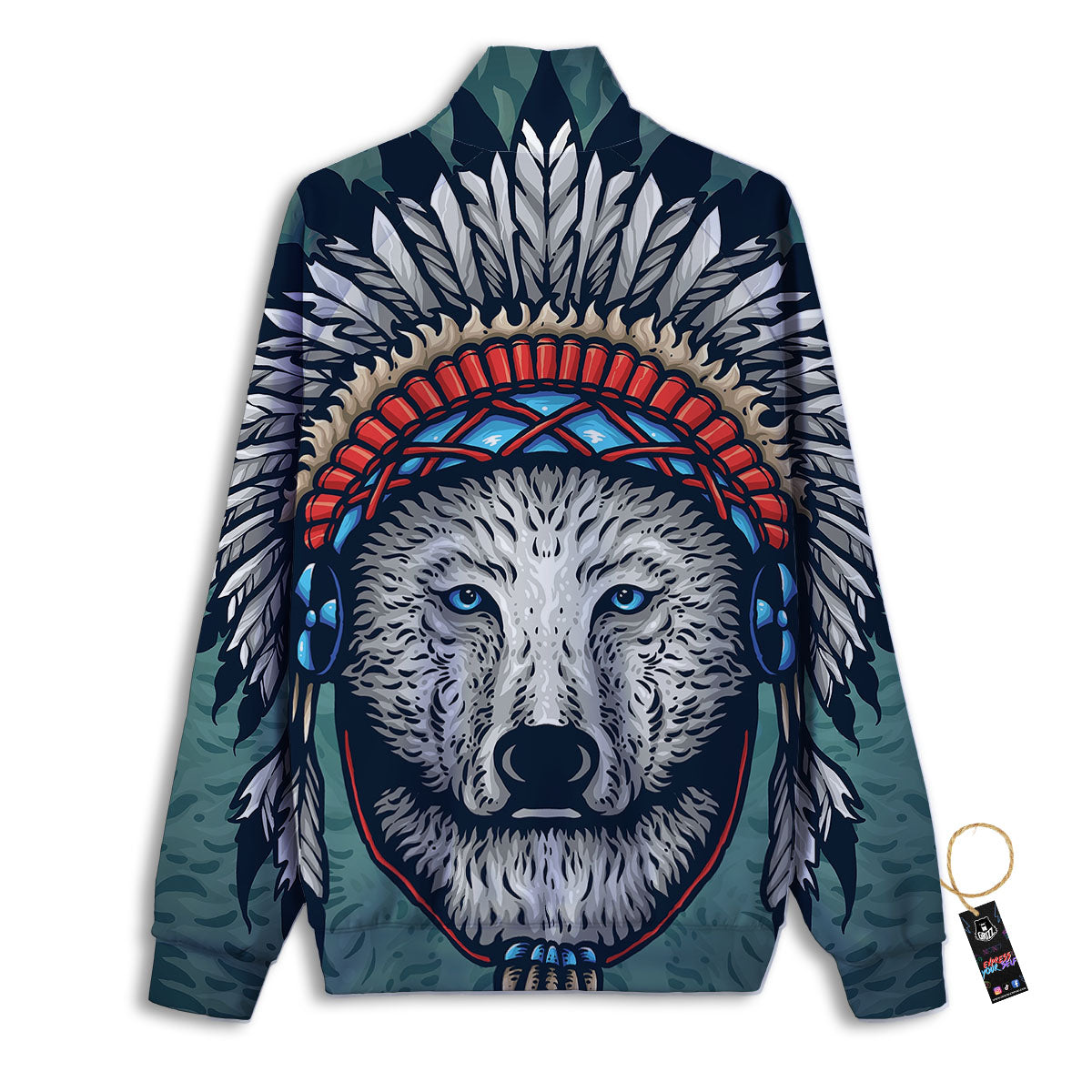 Spirit Animal Native American Wolf Print Track Jacket-grizzshop