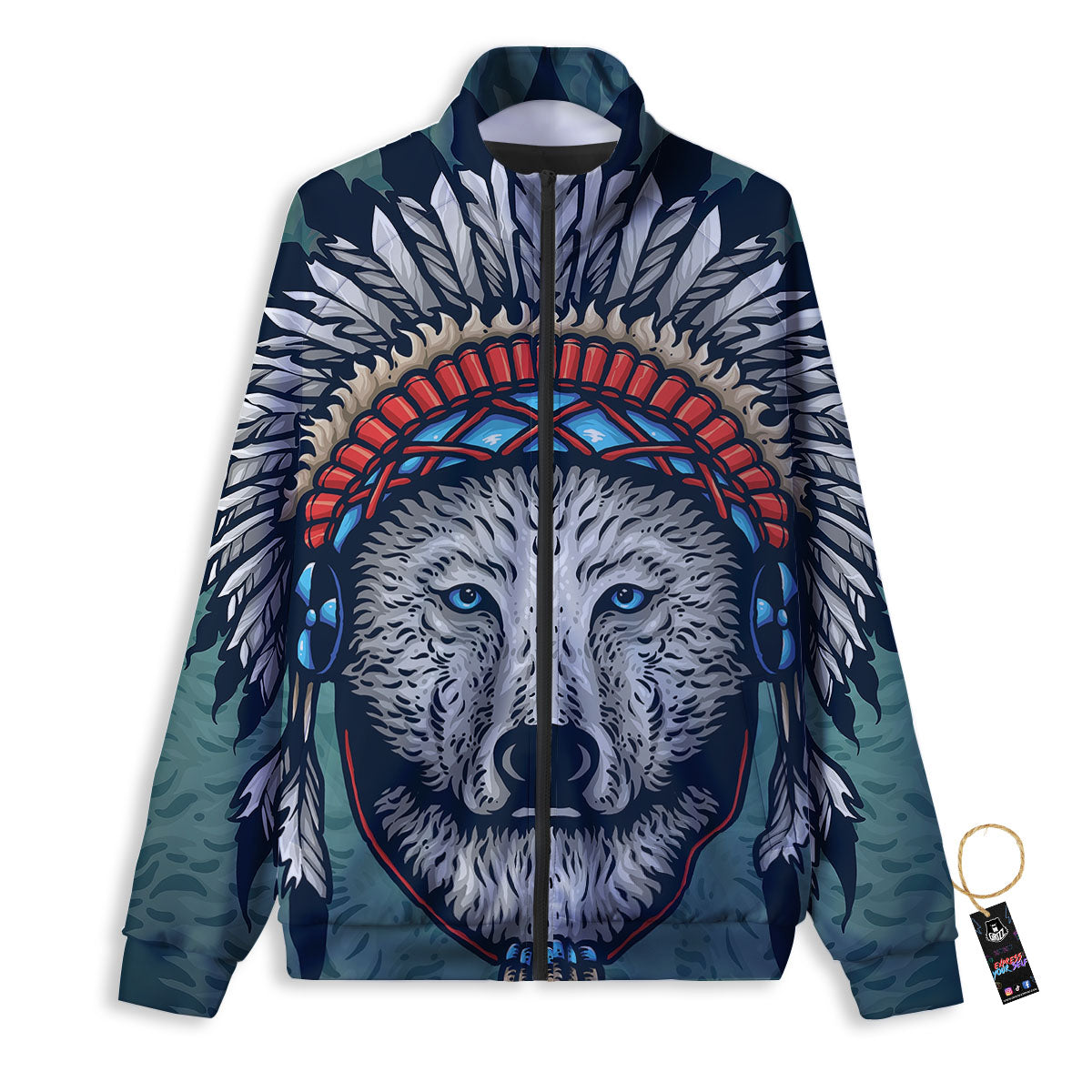 Spirit Animal Native American Wolf Print Track Jacket-grizzshop