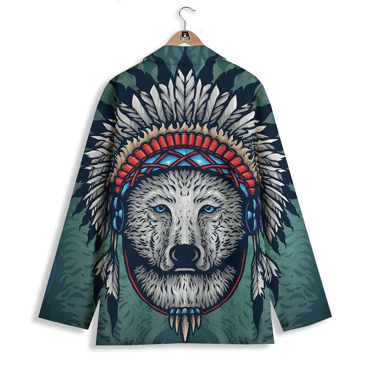 Spirit Animal Native American Wolf Print Women's Blazer-grizzshop