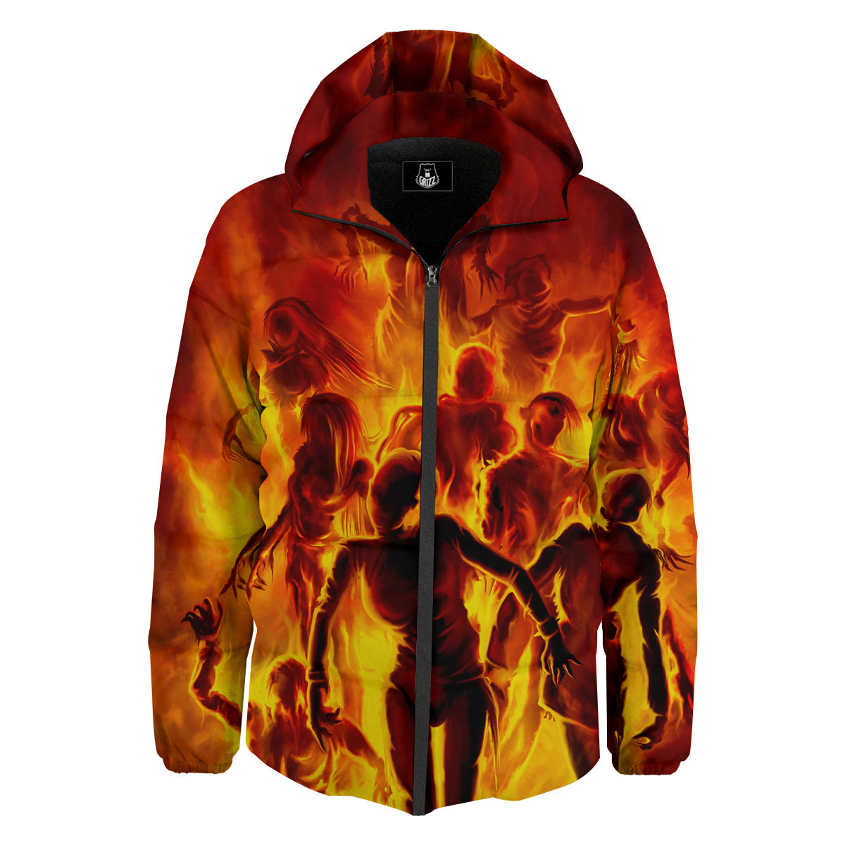 Spirit In Fire Hell Print Down Jacket-grizzshop