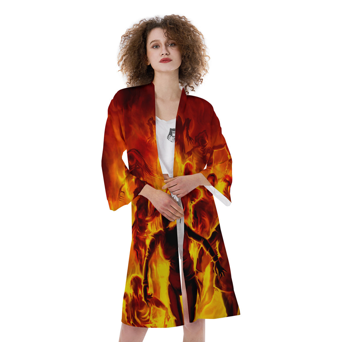 Spirit In Fire Hell Print Kimono-grizzshop