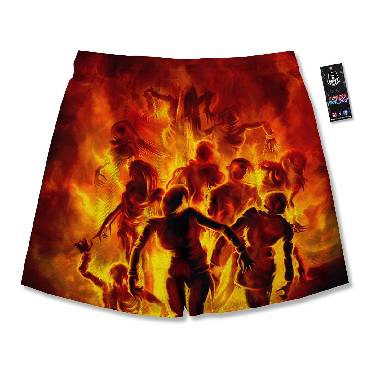 Spirit In Fire Hell Print Men's Running Shorts-grizzshop