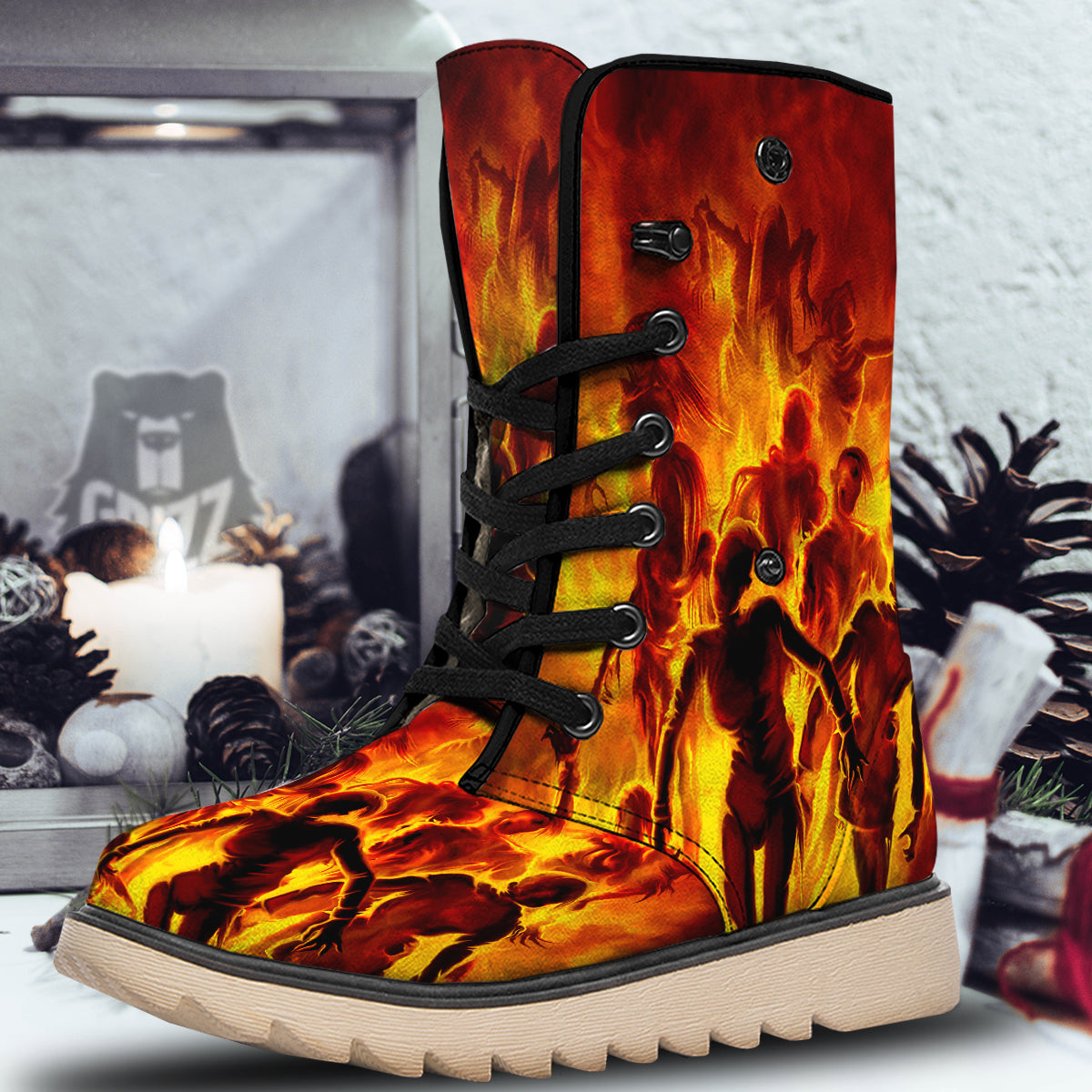 Spirit In Fire Hell Print Snow Boots-grizzshop
