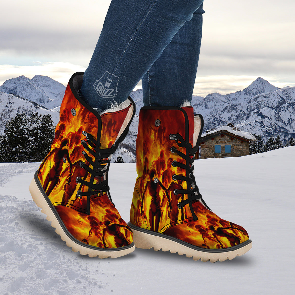Spirit In Fire Hell Print Snow Boots-grizzshop