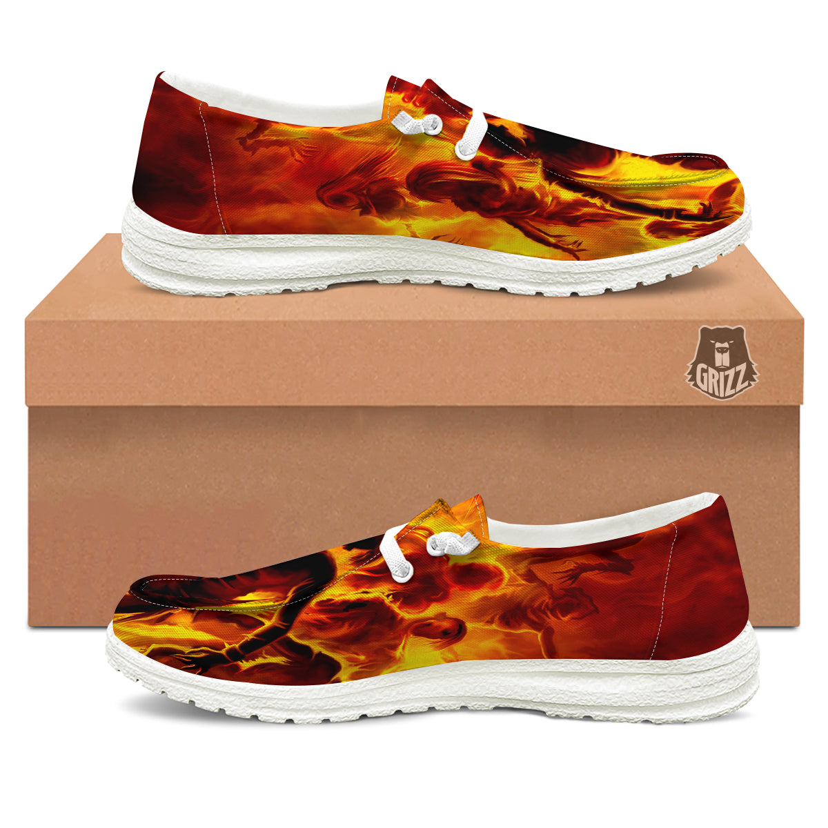 Spirit In Fire Hell Print White Loafers-grizzshop