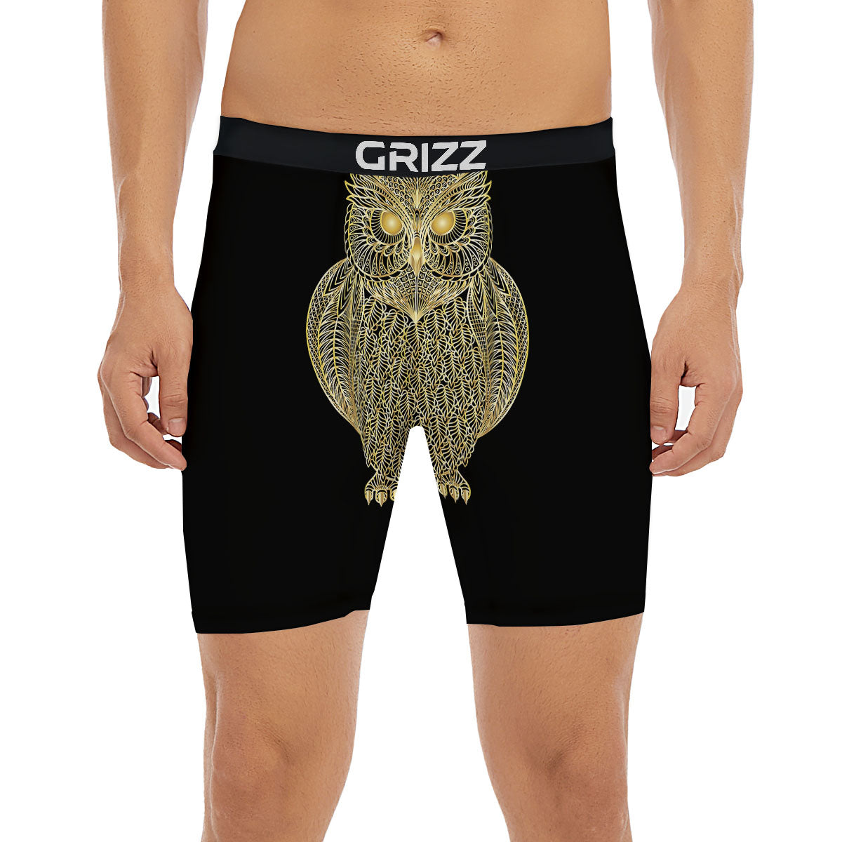 Spirit Owl Gold Print Boxer Briefs-grizzshop