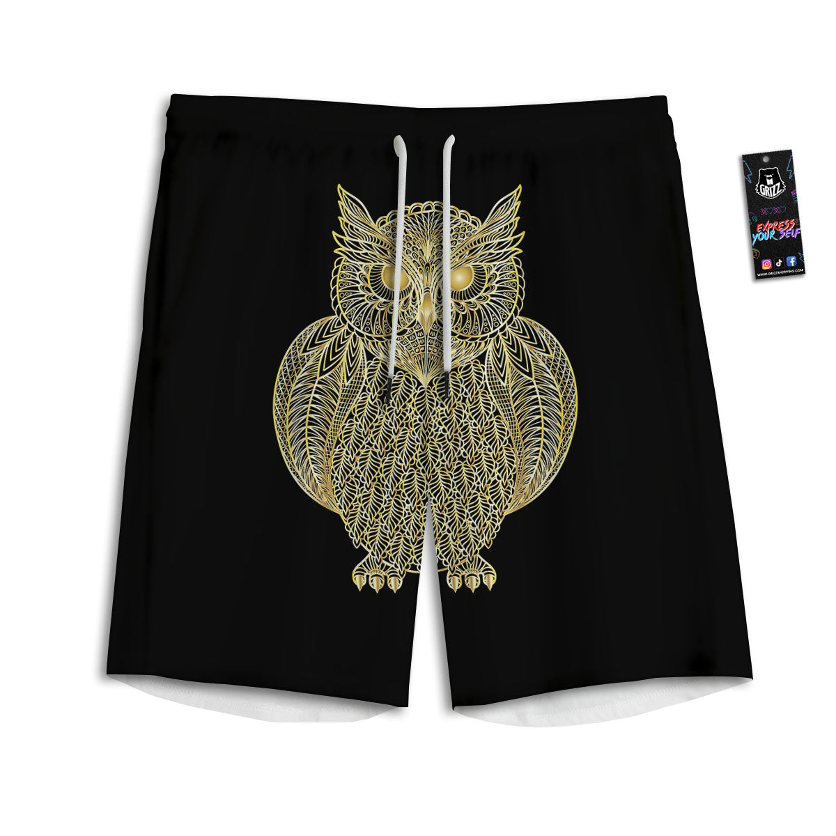 Striped Hibiscus And Pineapple Print Men's Athletic Shorts