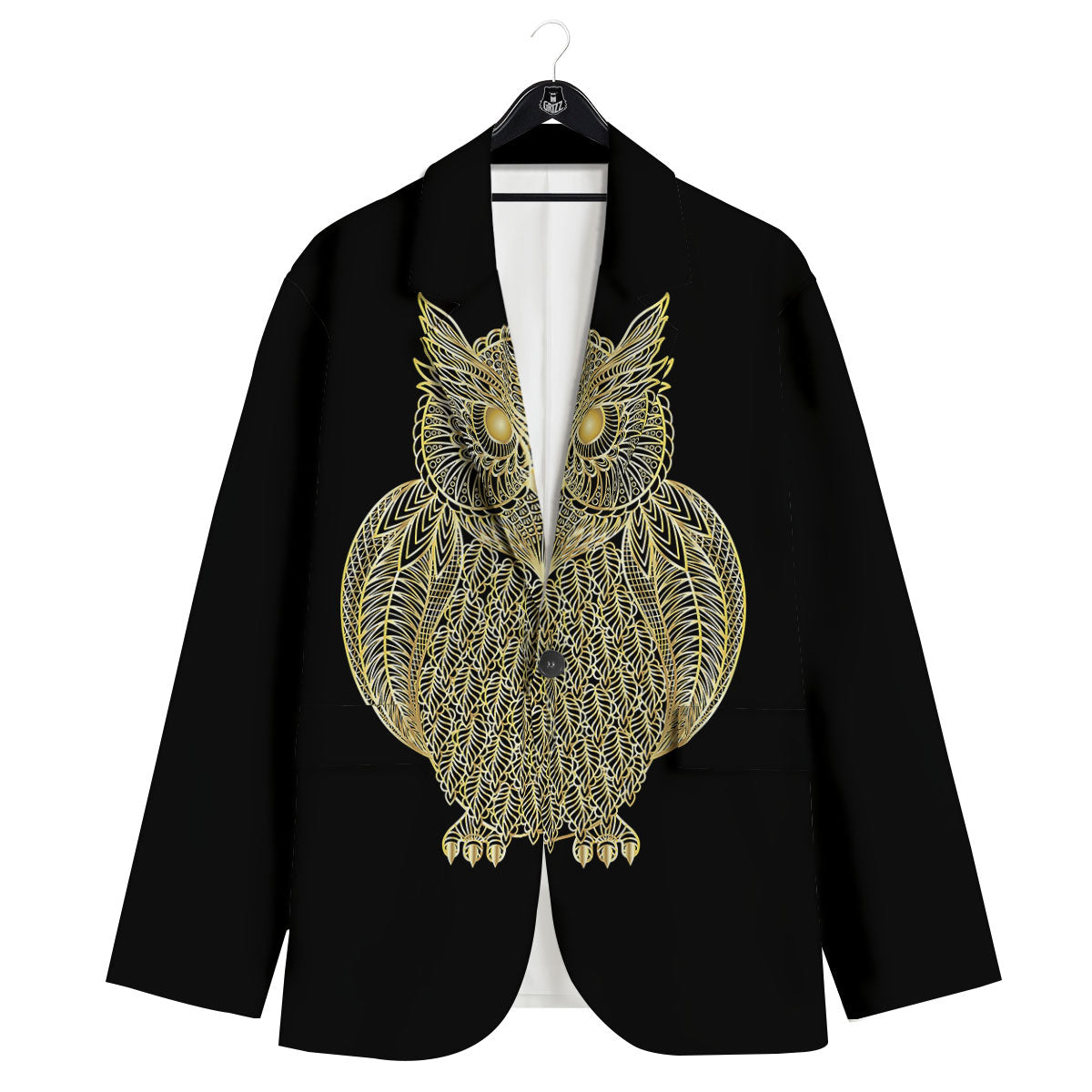 Spirit Owl Gold Print Men's Sport Coat-grizzshop