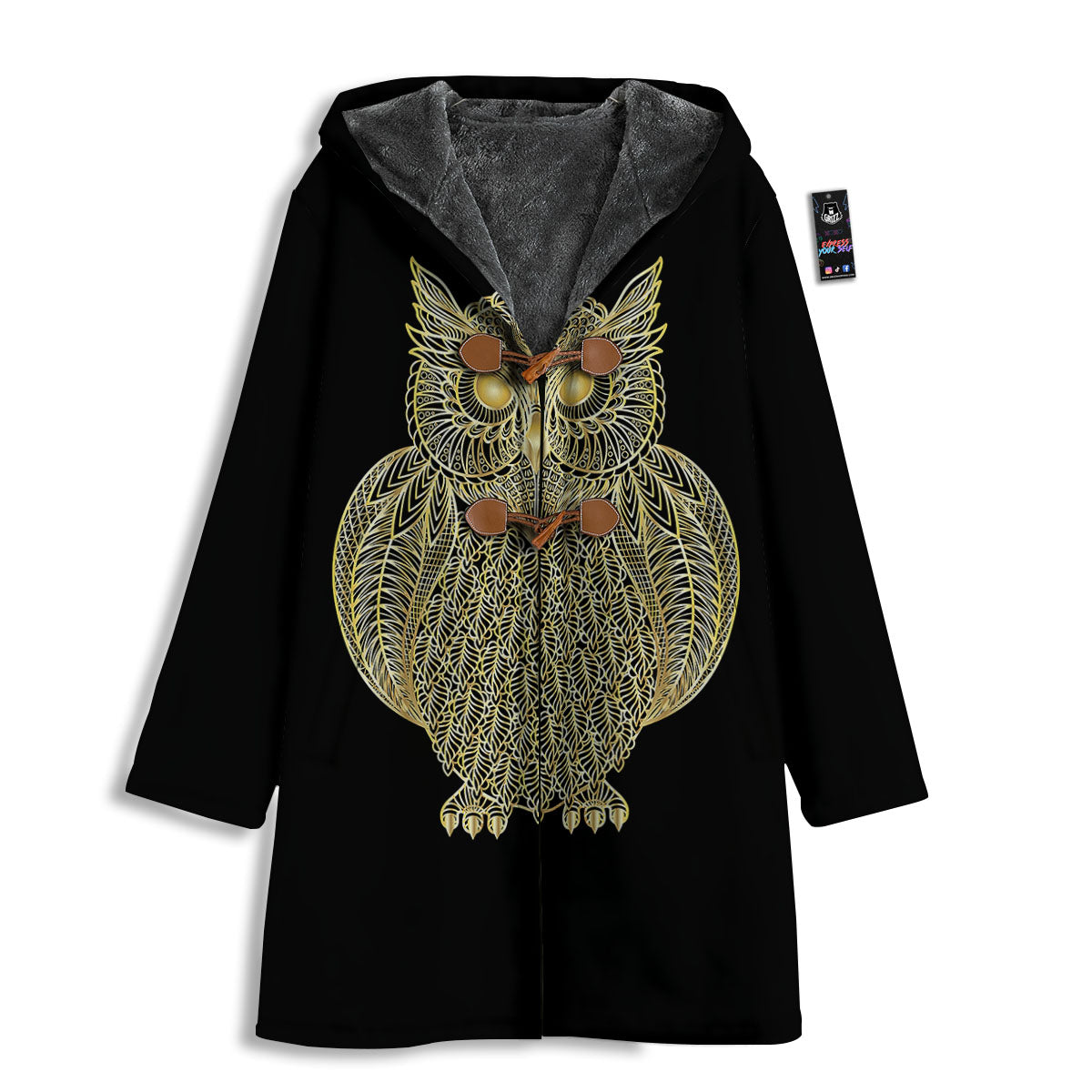 Spirit Owl Gold Print Men's Windbreaker Jacket-grizzshop