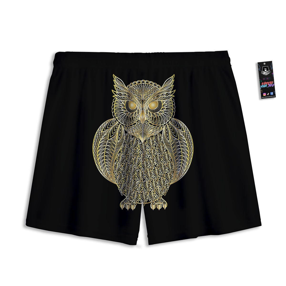 Spirit Owl Gold Print Mesh Shorts