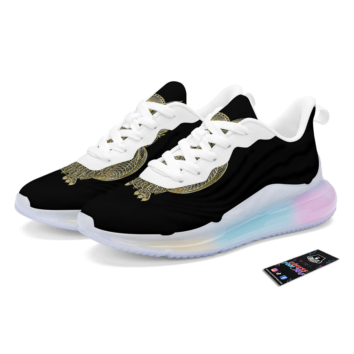 Spirit Owl Gold Print Running Sneakers-grizzshop