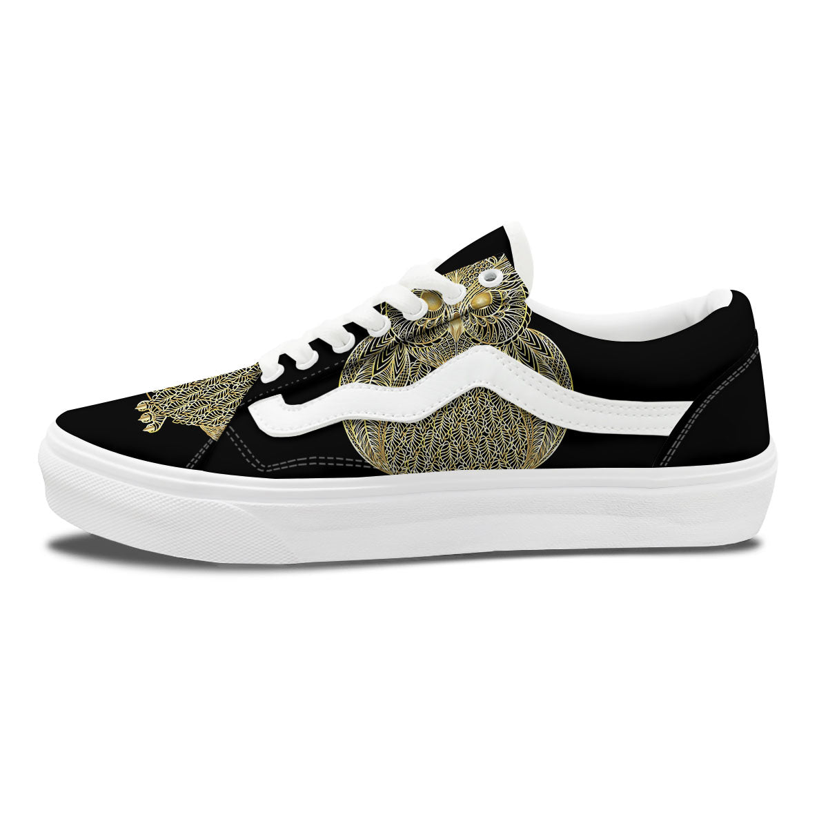 Spirit Owl Gold Print Skate Shoes-grizzshop