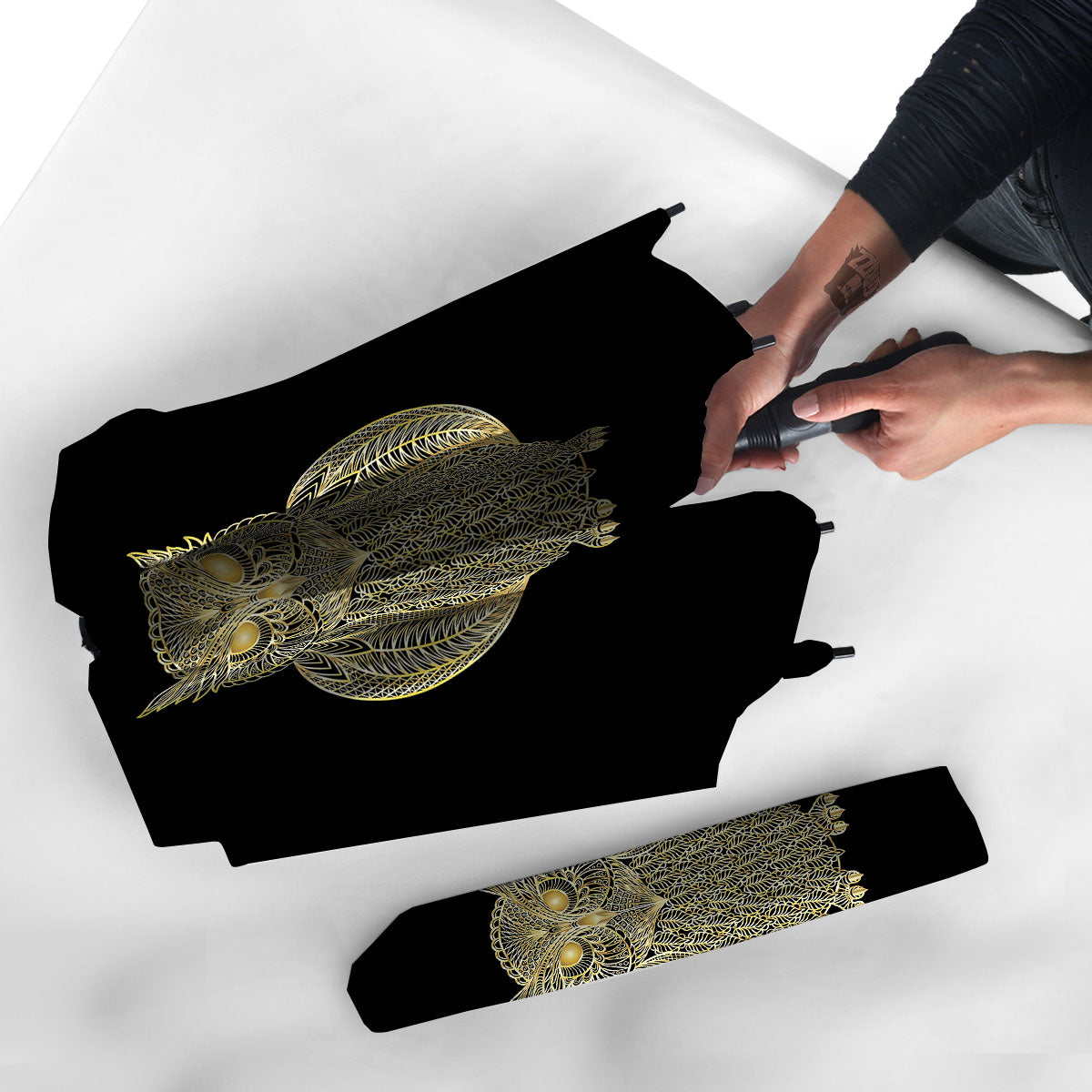 Spirit Owl Gold Print Umbrella-grizzshop