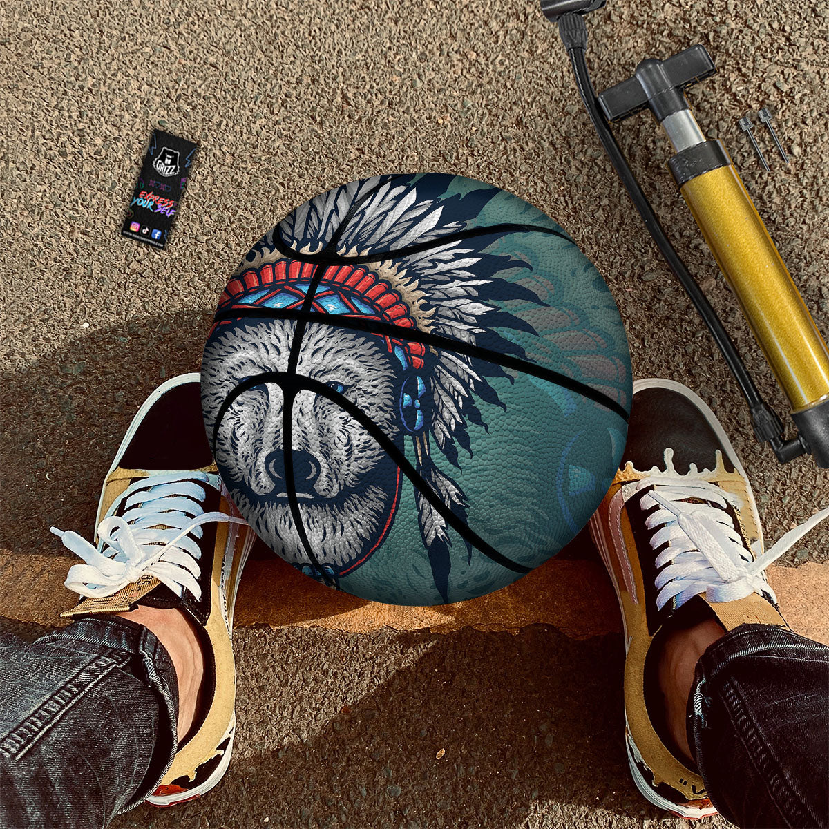 Spirit Animal Native American Wolf Print Basketball