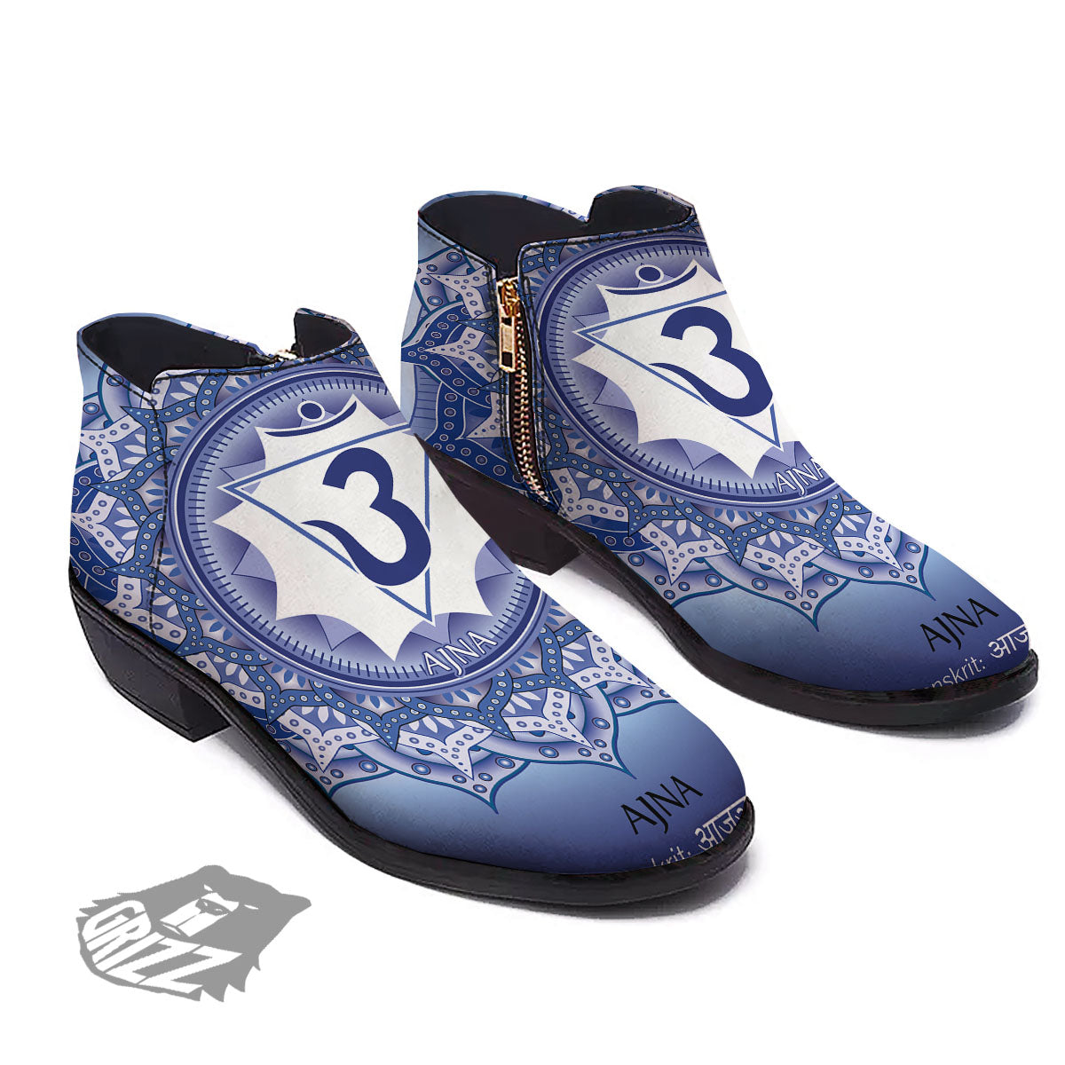 Spiritual Ajna Chakra Print Ankle Boots-grizzshop