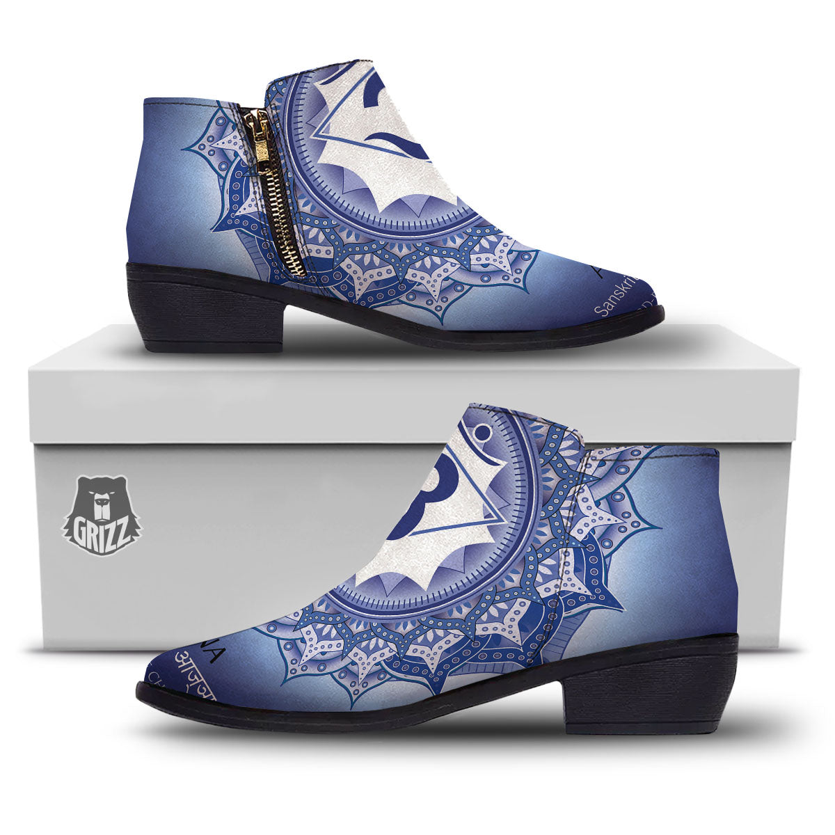 Spiritual Ajna Chakra Print Ankle Boots-grizzshop