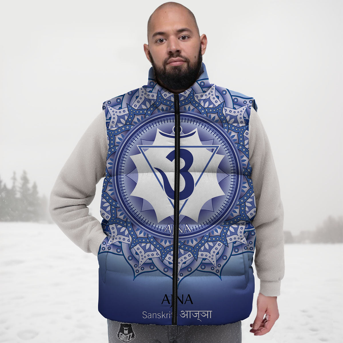 Spiritual Ajna Chakra Print Down Vest