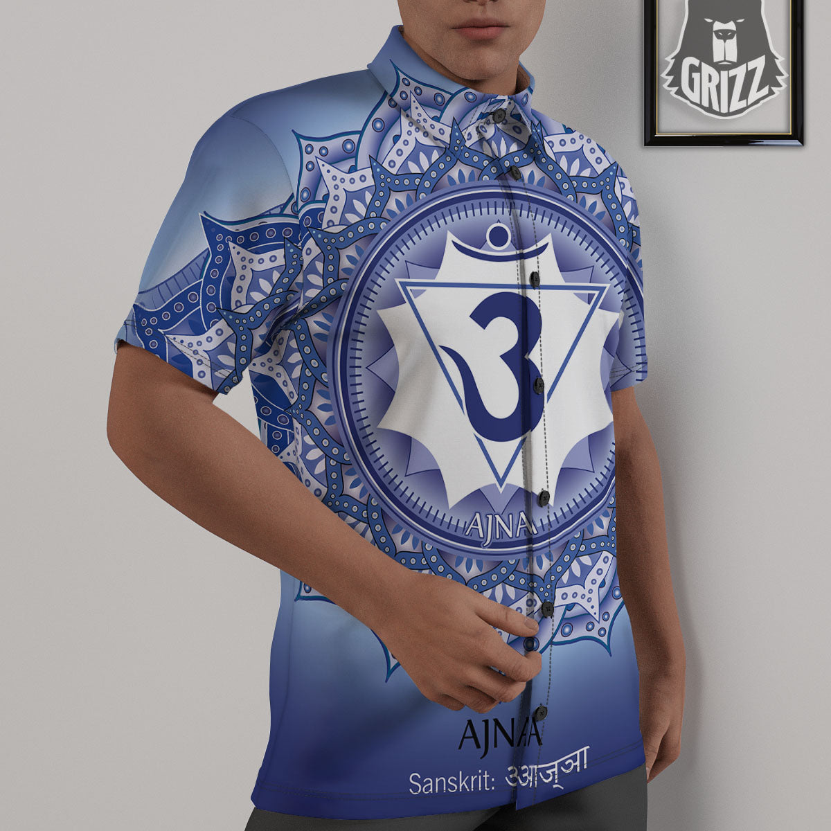 Spiritual Ajna Chakra Print Untucked Shirts-grizzshop