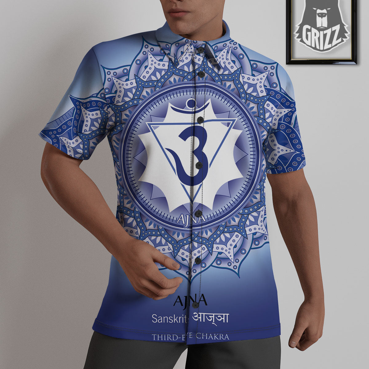 Spiritual Ajna Chakra Print Untucked Shirts-grizzshop