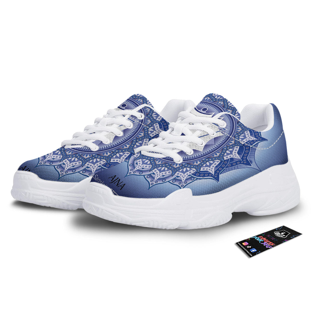 Spiritual Ajna Chakra Print White Chunky Shoes-grizzshop