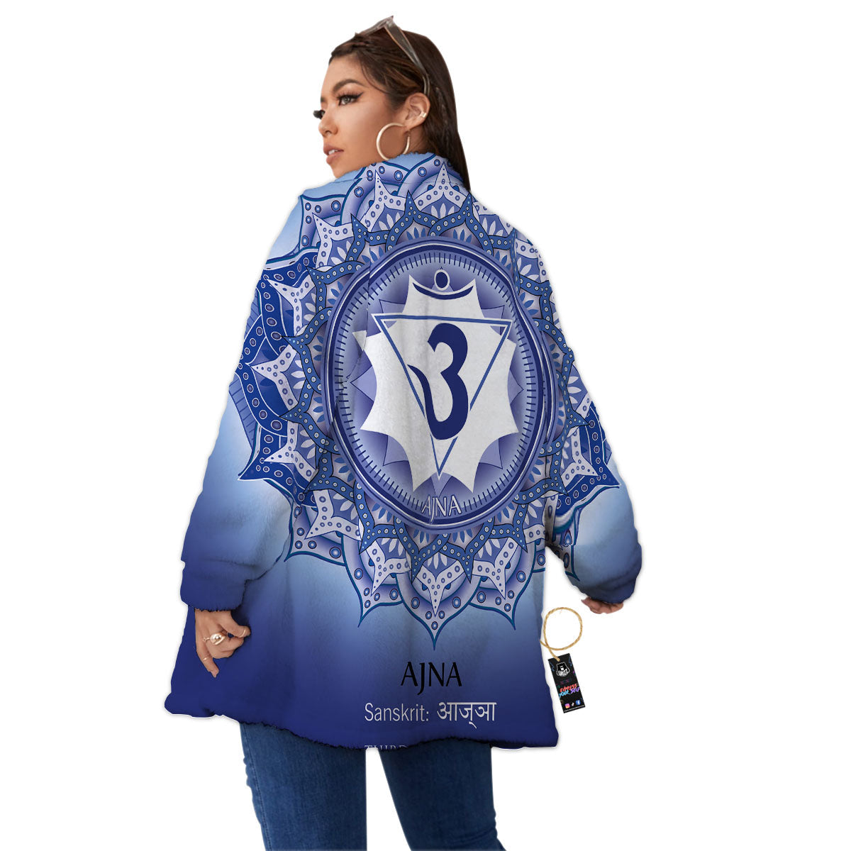 Spiritual Ajna Chakra Print Women's Sherpa Jacket-grizzshop