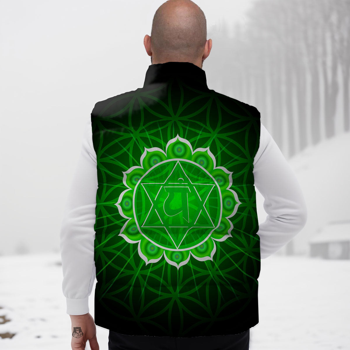 Spiritual Anahata Chakra Print Down Vest