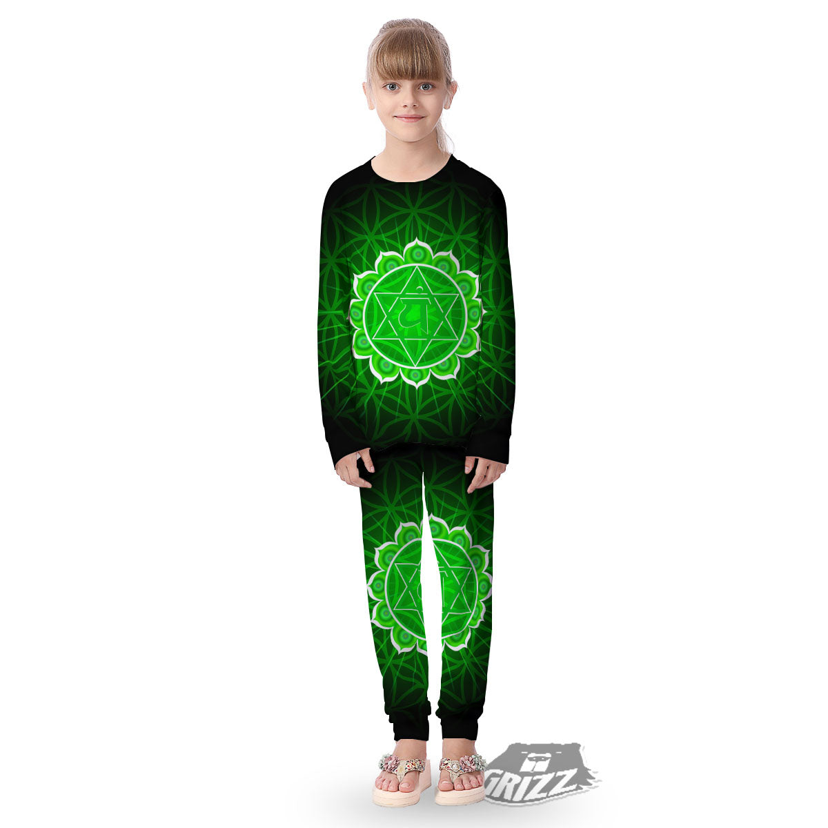 Spiritual Anahata Chakra Print Kid's Pajamas-grizzshop