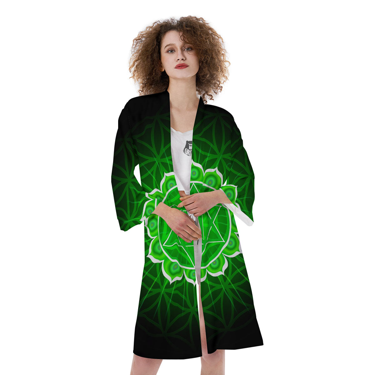 Spiritual Anahata Chakra Print Kimono-grizzshop