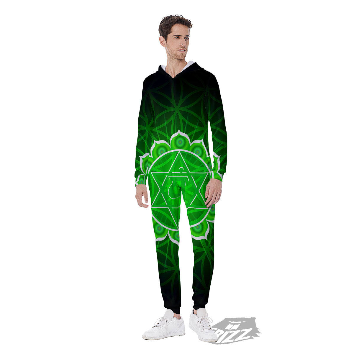 Spiritual Anahata Chakra Print Men's Jumpsuit-grizzshop