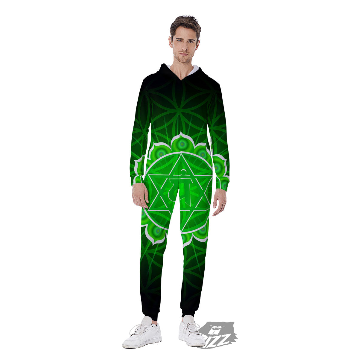 Spiritual Anahata Chakra Print Men's Jumpsuit-grizzshop