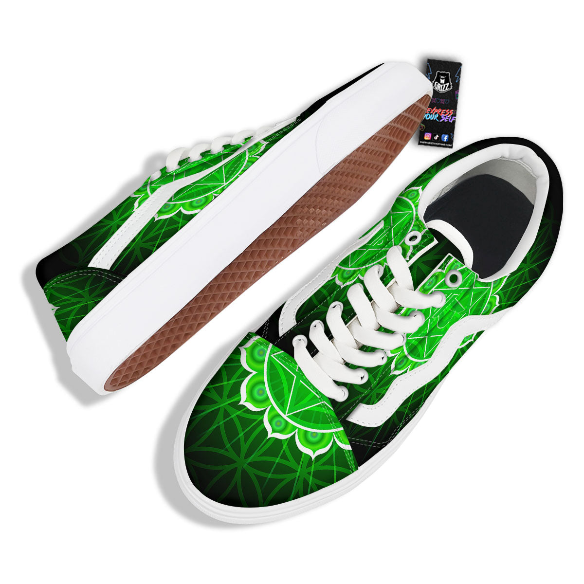 Spiritual Anahata Chakra Print Skate Shoes-grizzshop