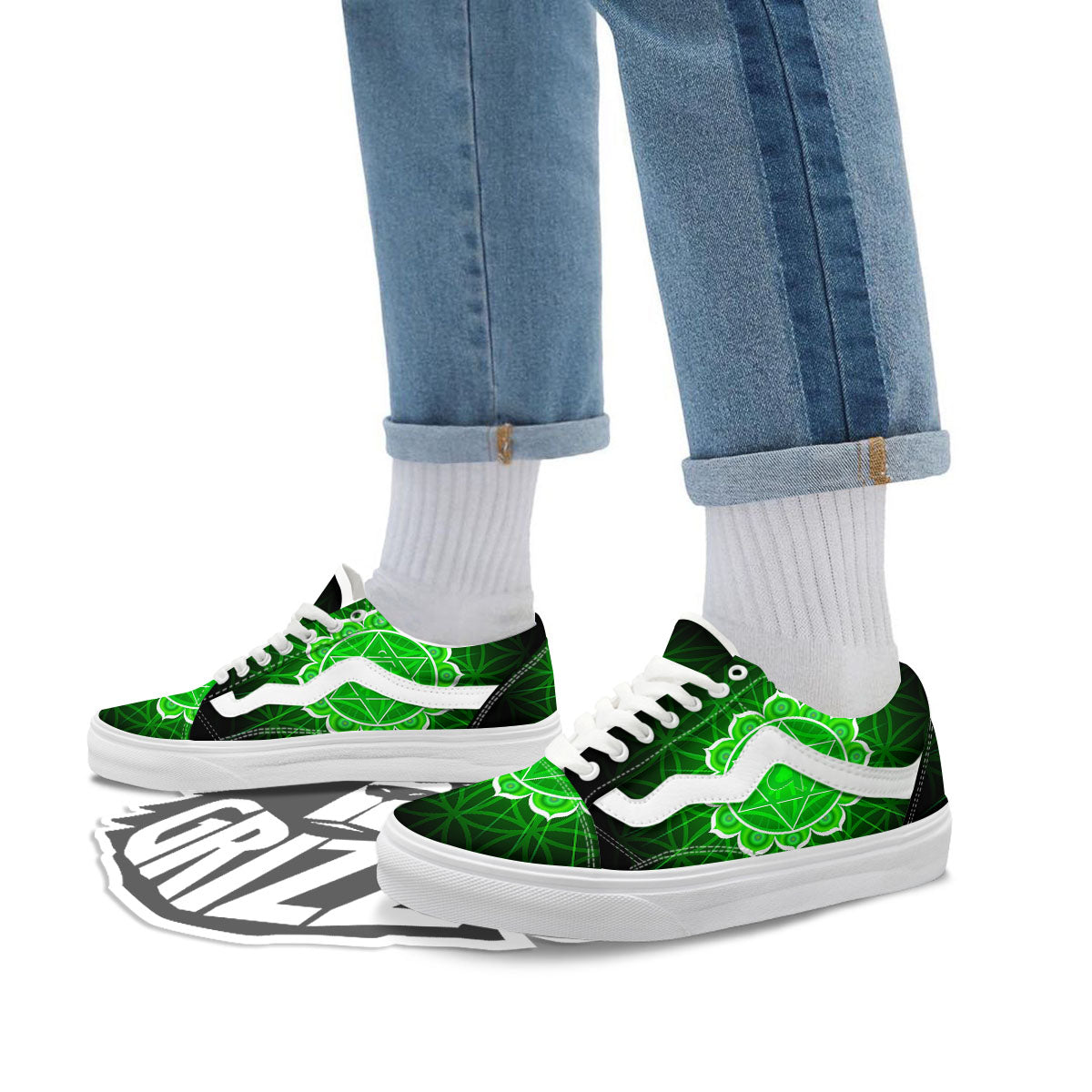 Spiritual Anahata Chakra Print Skate Shoes-grizzshop
