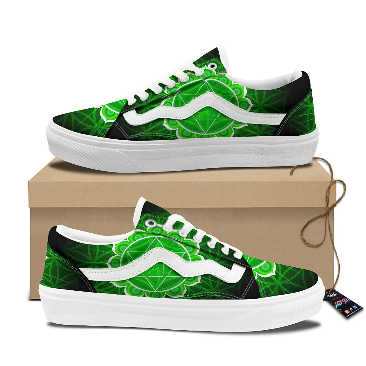 Spiritual Anahata Chakra Print Skate Shoes-grizzshop