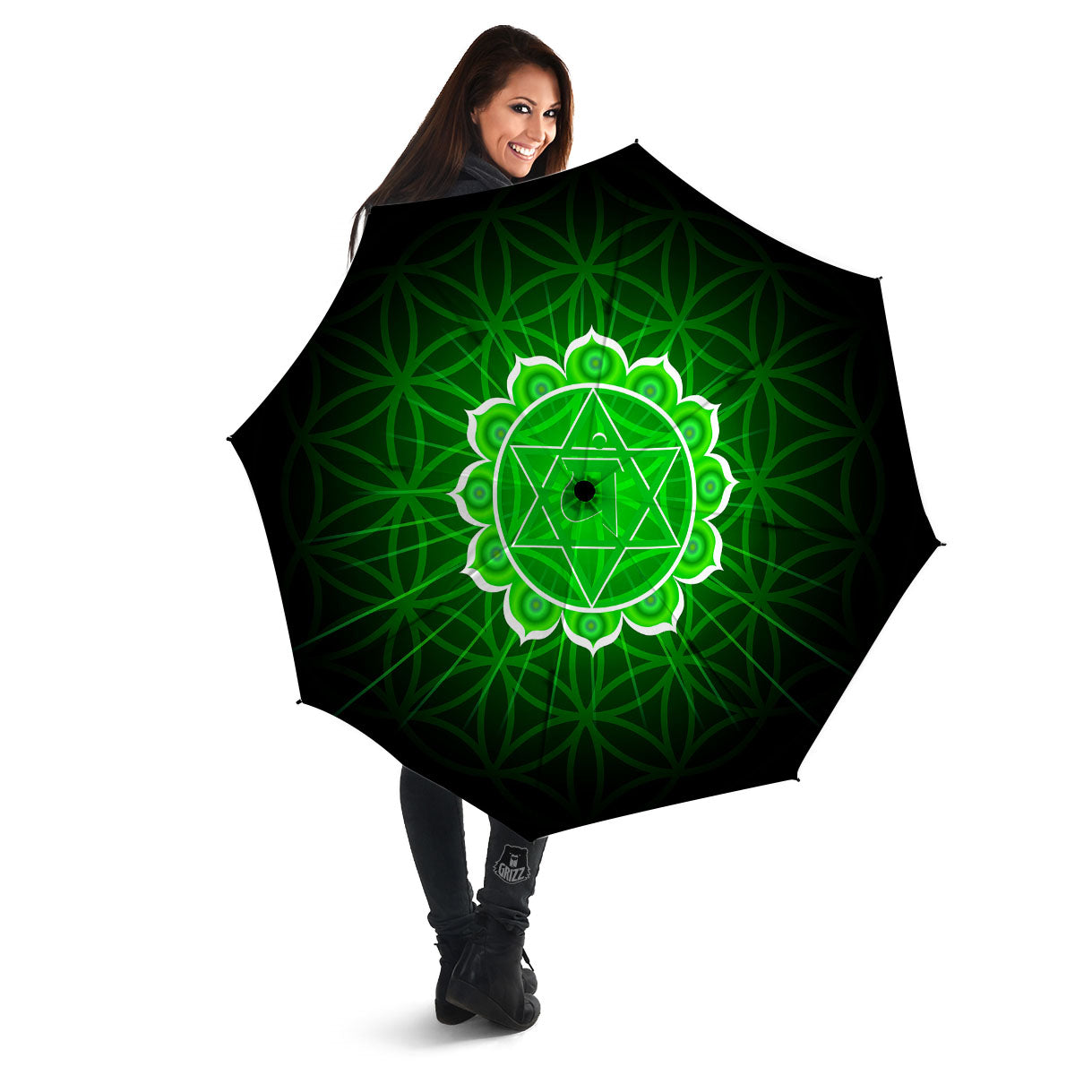 Spiritual Anahata Chakra Print Umbrella-grizzshop