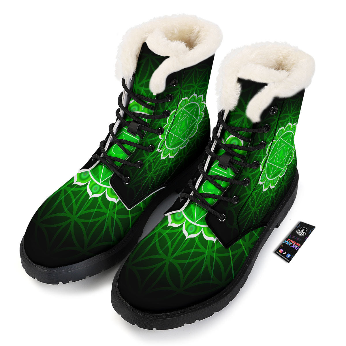Spiritual Anahata Chakra Print Winter Boots-grizzshop