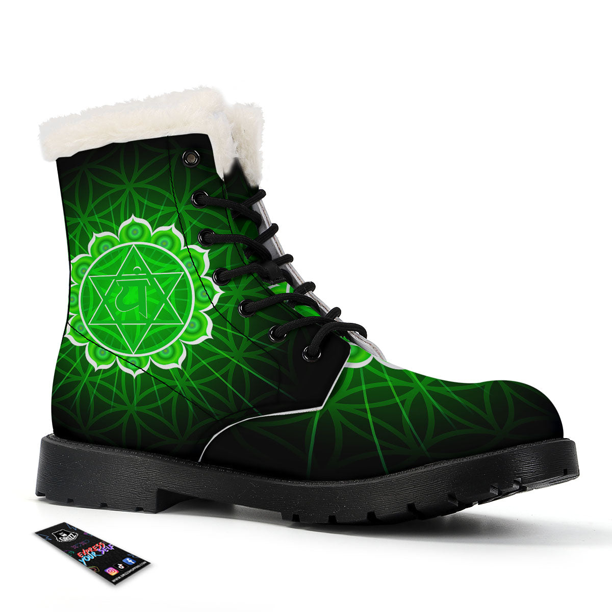 Spiritual Anahata Chakra Print Winter Boots-grizzshop