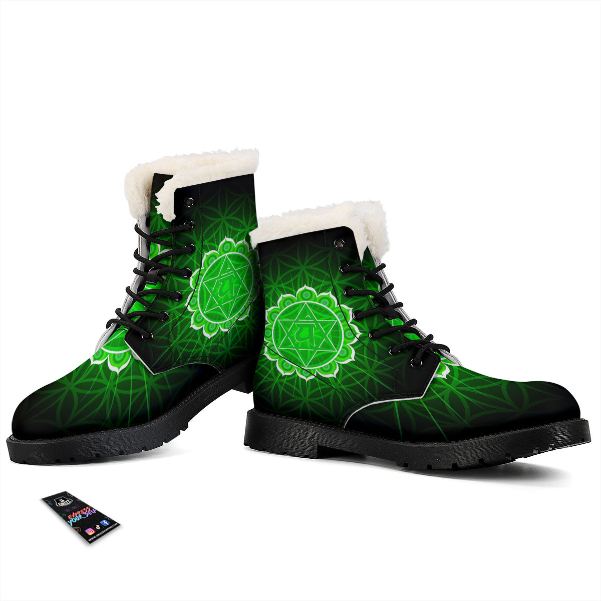 Spiritual Anahata Chakra Print Winter Boots-grizzshop