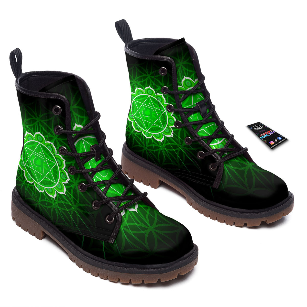 Spiritual Anahata Chakra Print Work Boots-grizzshop