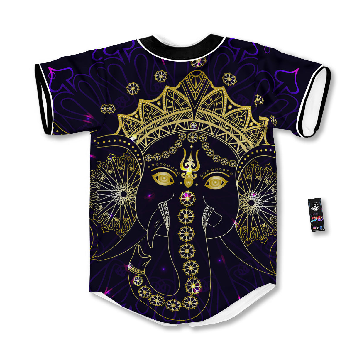 Spiritual Elephant Indian Tribal Print Baseball Jersey-grizzshop