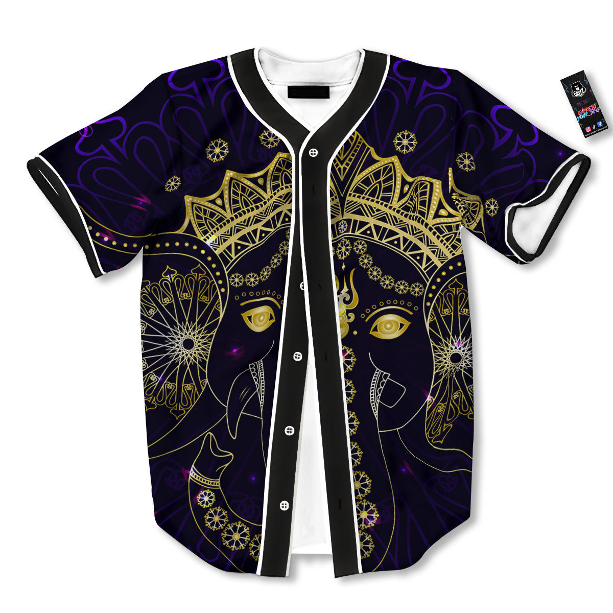 Spiritual Elephant Indian Tribal Print Baseball Jersey-grizzshop