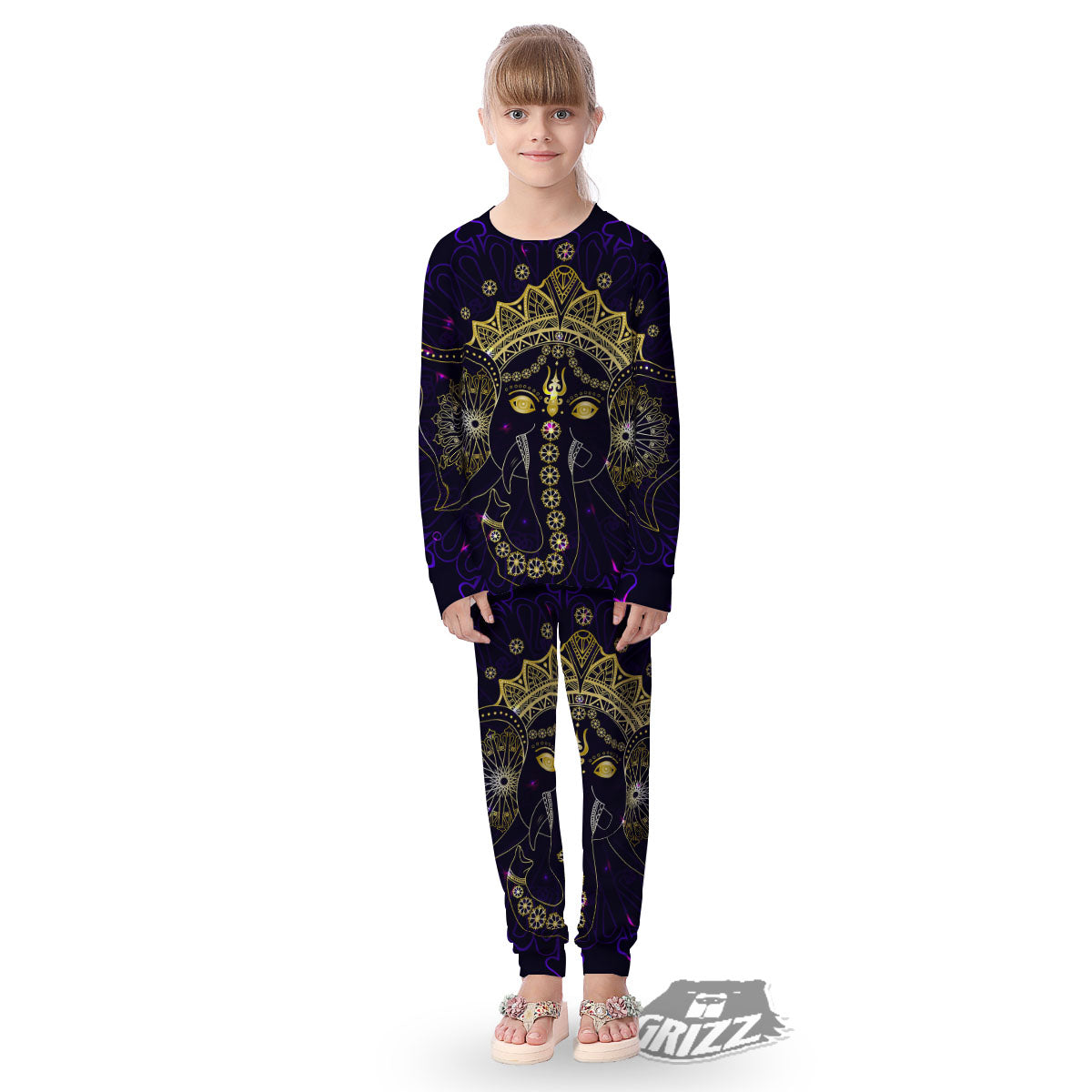 Spiritual Elephant Indian Tribal Print Kid's Pajamas-grizzshop
