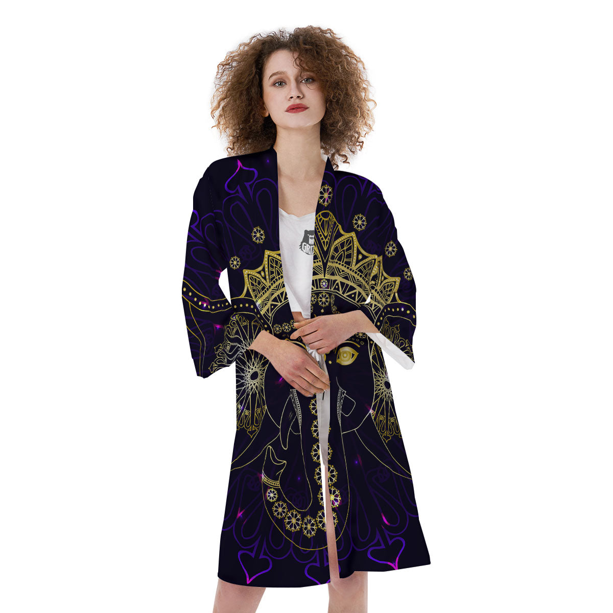 Spiritual Elephant Indian Tribal Print Kimono-grizzshop