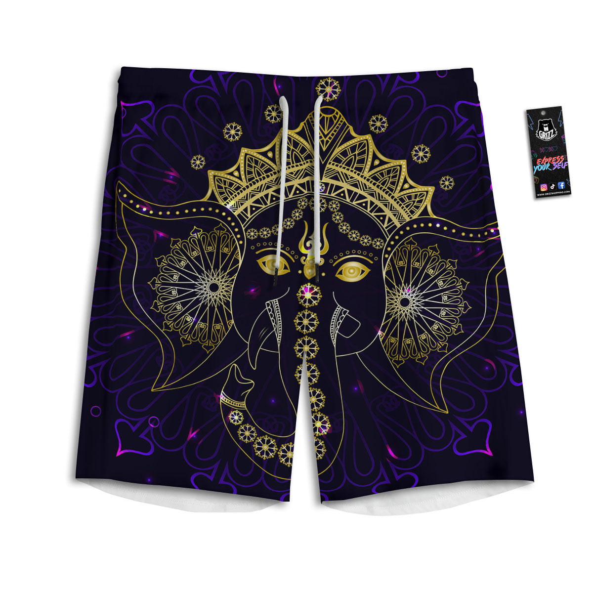 Spiritual Elephant Indian Tribal Print Men's Athletic Shorts