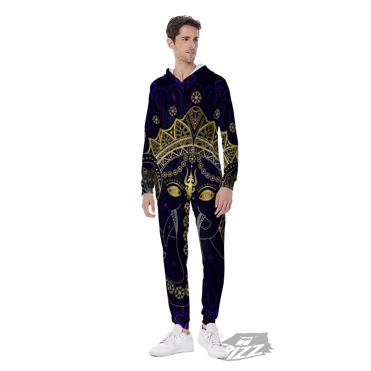 Spiritual Elephant Indian Tribal Print Men's Jumpsuit-grizzshop