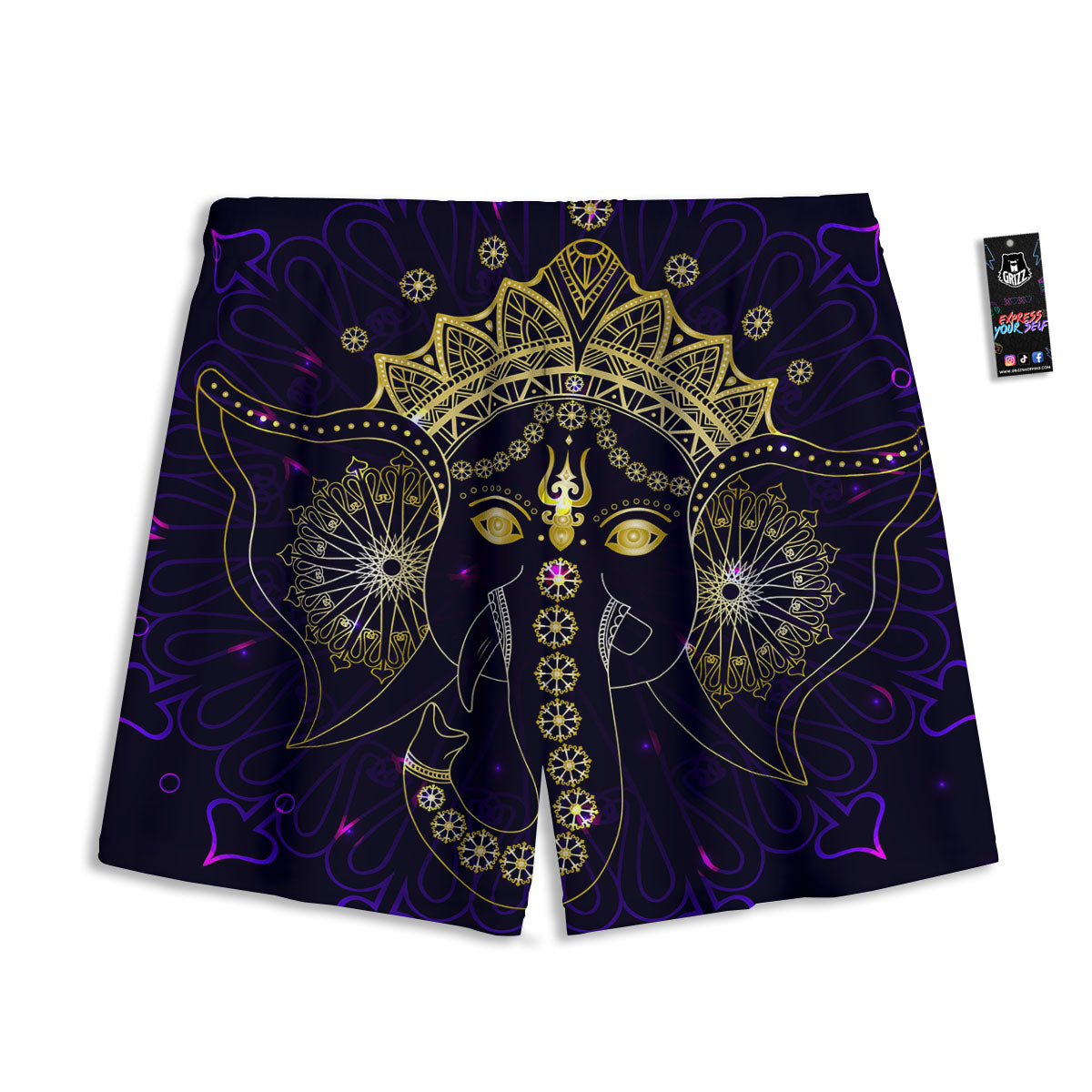Spiritual Elephant Indian Tribal Print Mesh Shorts