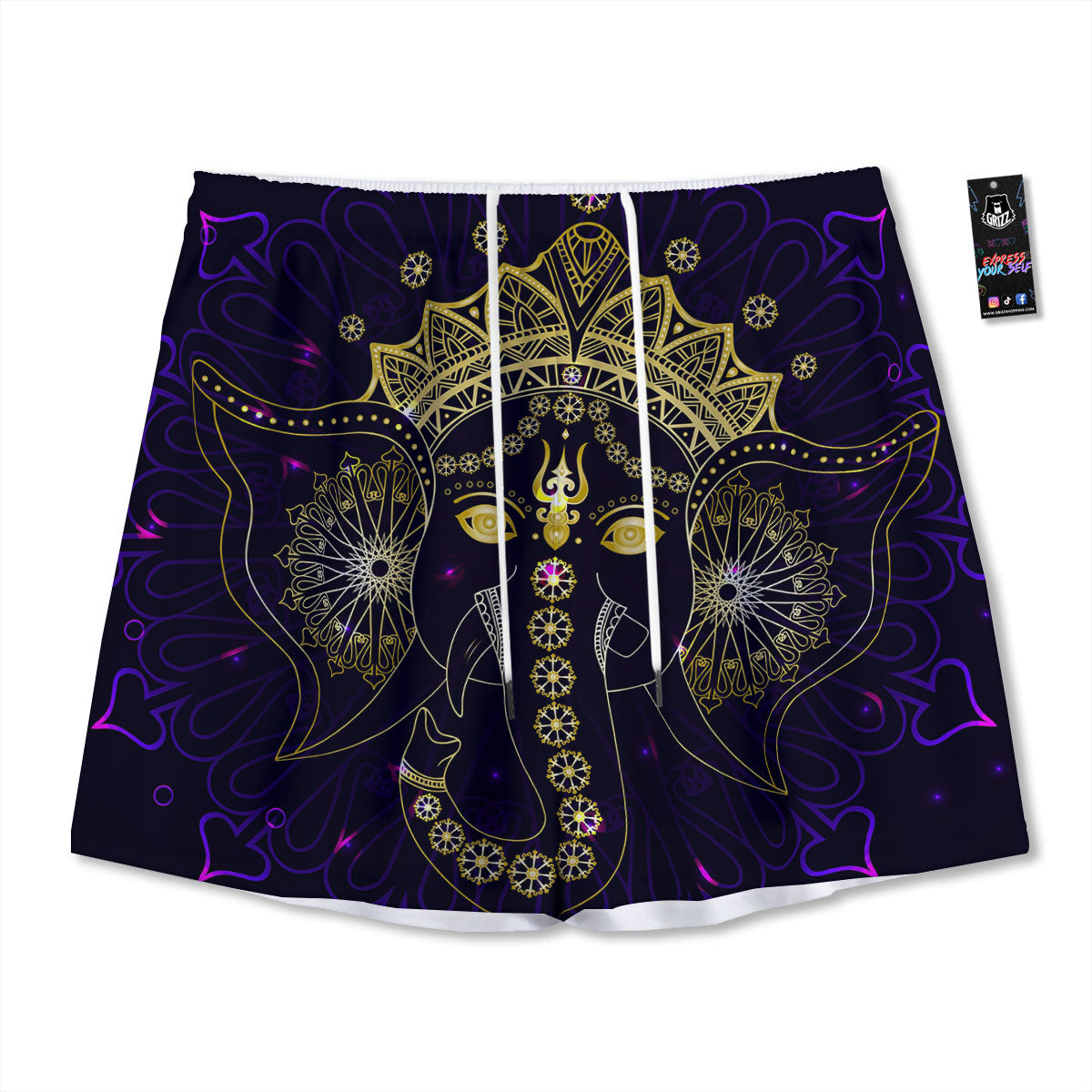 Spiritual Elephant Indian Tribal Print Mesh Shorts