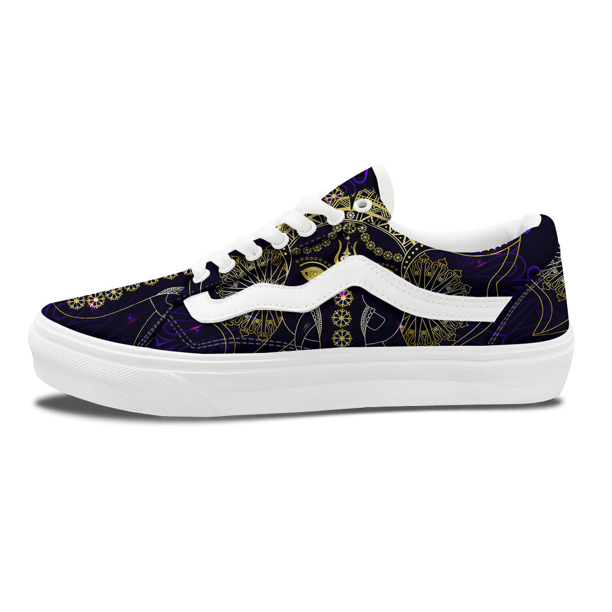 Spiritual Elephant Indian Tribal Print Skate Shoes-grizzshop