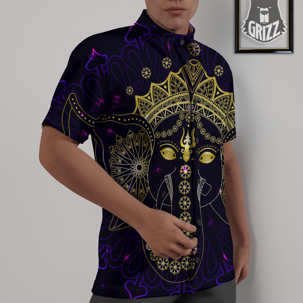 Spiritual Elephant Indian Tribal Print Untucked Shirts-grizzshop